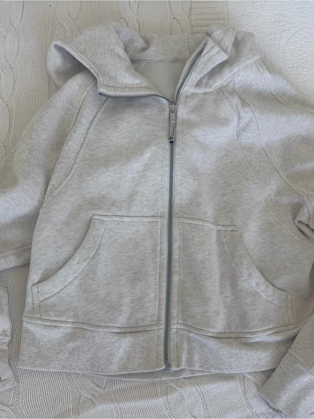 lululemon athletica Light Heather Oatmeal full Zip scuba crop Hoodie